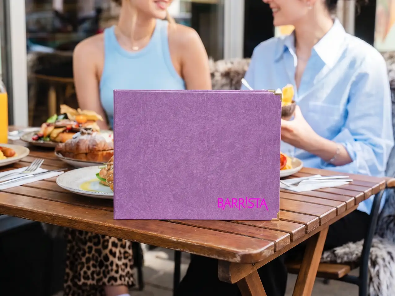 Finesso Schrauben Speisekartenmappe, A4 quer, Farbton Lila – Speisekarten Bilder