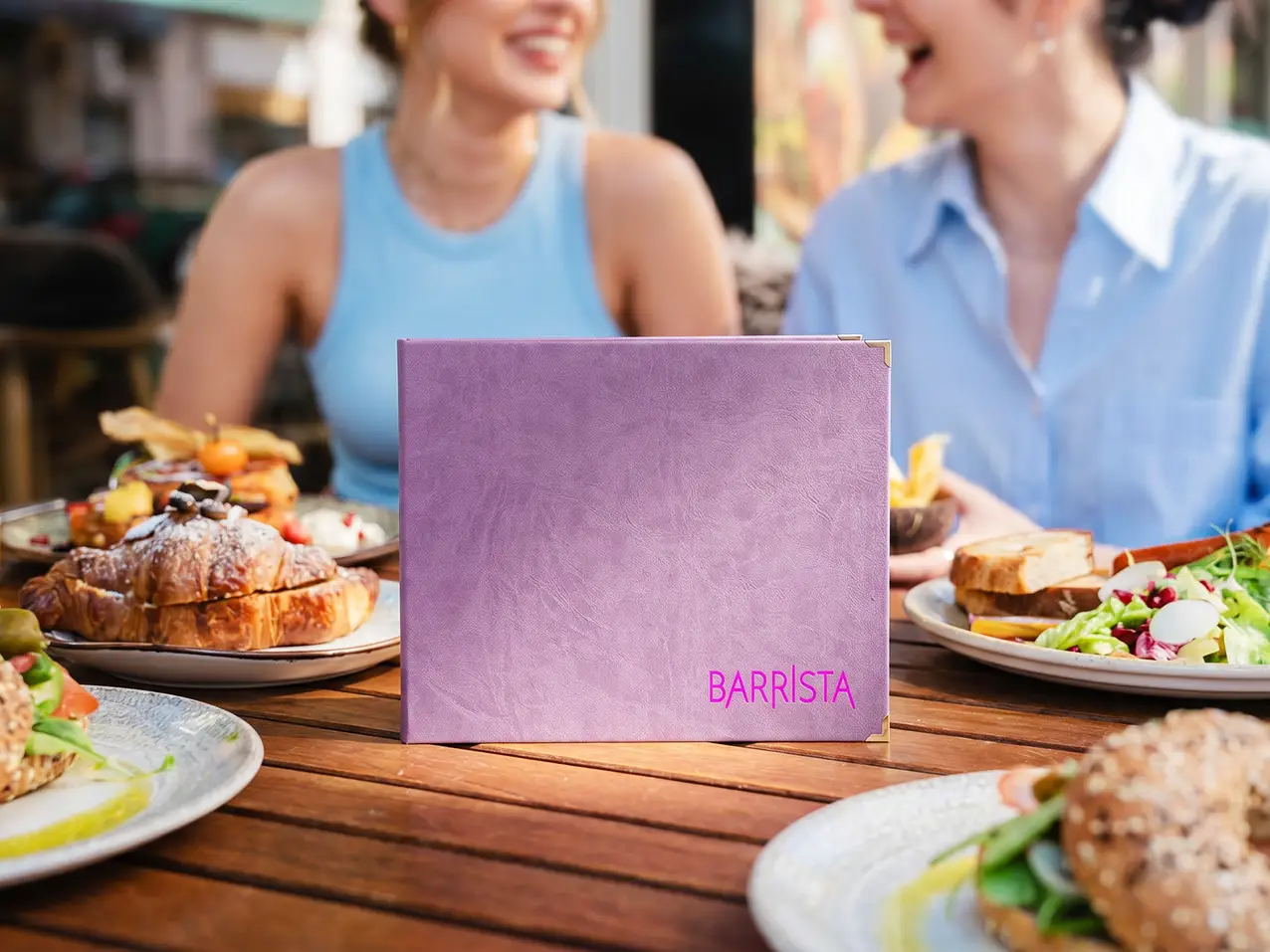 Gastronomie-Speisekarte Finesso Schrauben in Rot, Format A5 quer – Speisekarten Bilder