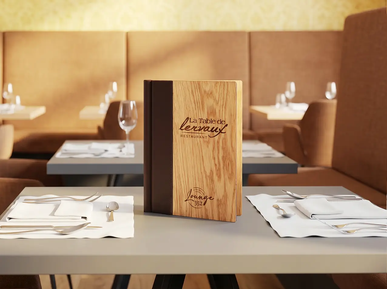 Gastronomie-Speisekarte Quickfix Premium in Beige, Format A5 hoch – Speisekarten Bilder