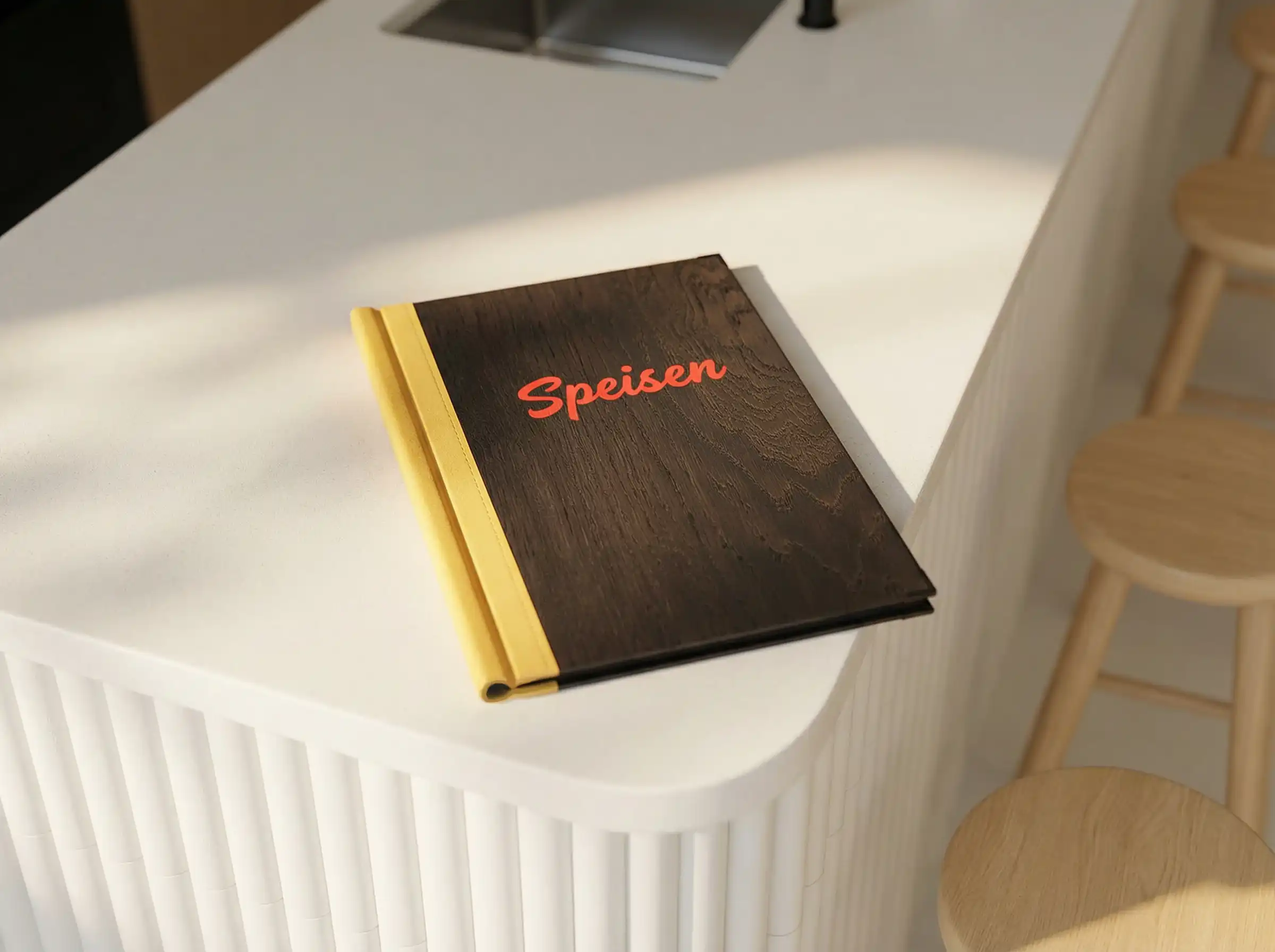 Gastronomie-Speisekarte Quickfix in Braun, Format A4 hoch – Speisekarten Bilder