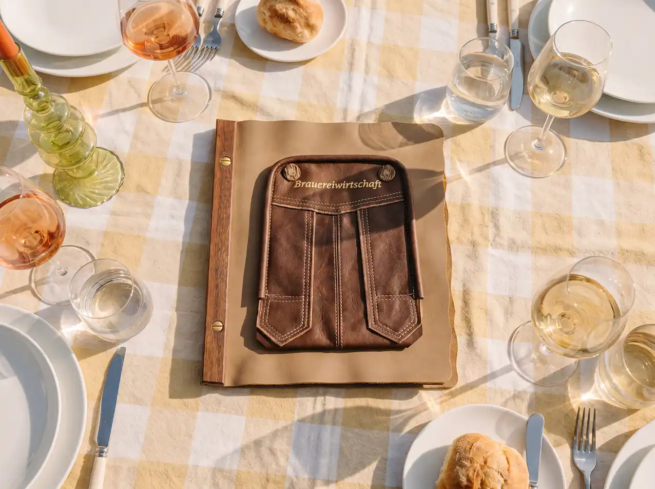 Gastronomie-Speisekarte Rustika in Beige, Format A5 hoch – Speisekarten Bilder